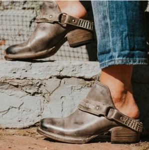 Freebird By Steven Train Clogs Womens Size 7 Gray Leather Slip-On Straps Mules
